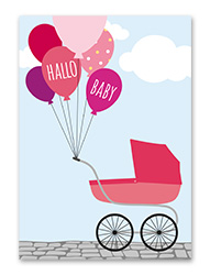 Karte „Baby Ballons pink“