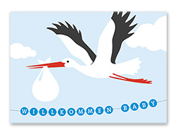 Karte „Baby Storch blau“