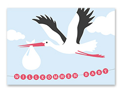 Karte „Baby Storch pink“